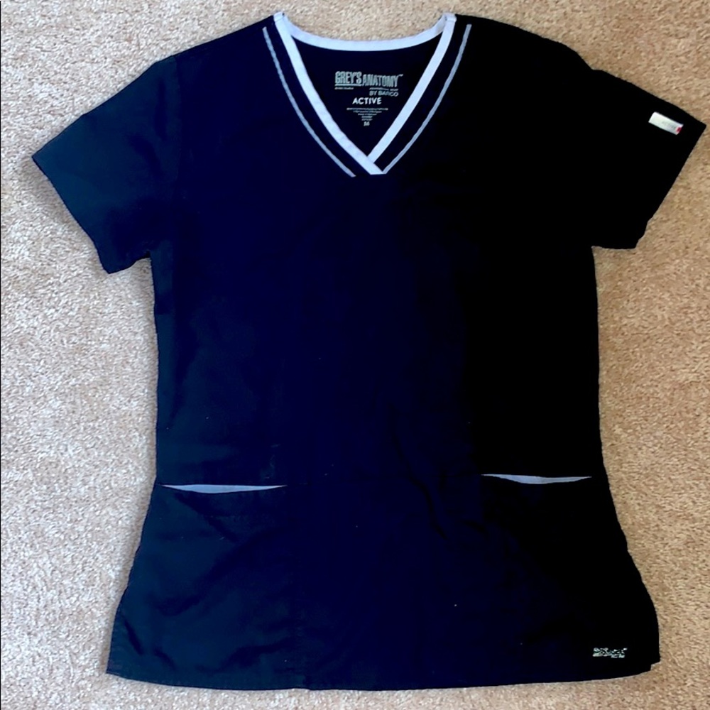 Greys Anatomy Scrub Top Black